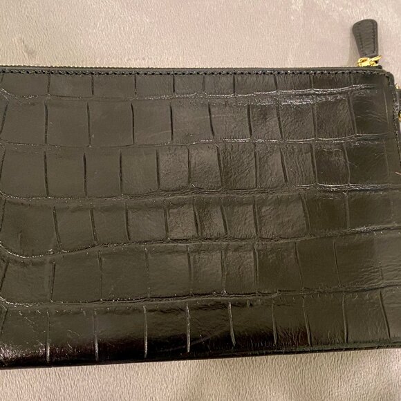 MICHAEL KORS BLACK LEATHER MAKE-UP BAG OR SMALL HANDBAG NEW WITHOUT TAGS (NWOT) - Picture 4 of 8